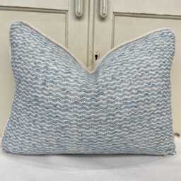 Cushions Made in Fermoie Popple Luxury Designer Decorative Pale Blue Neutral Linen Cushion Pillow Throw Cover - thumbnail 2