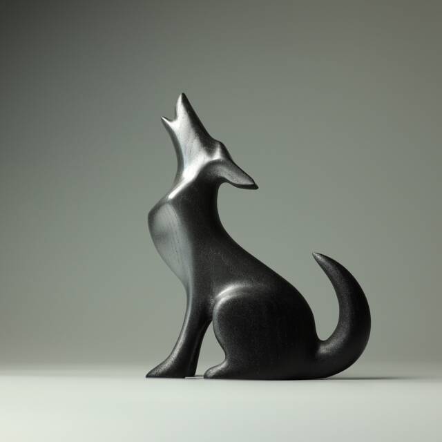 Wooden Wolf Sculpture - 15 - image 1