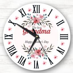 Pink Floral The Best Grandma Mother's Day Gift Personalised Clock - thumbnail 1