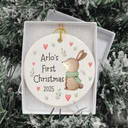 First Christmas Decoration Personalised Baby 1st Xmas Tree Bunny Ornament - thumbnail 2