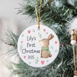 First Christmas Decoration Personalised Baby 1st Xmas Tree Bunny Ornament - thumbnail 3