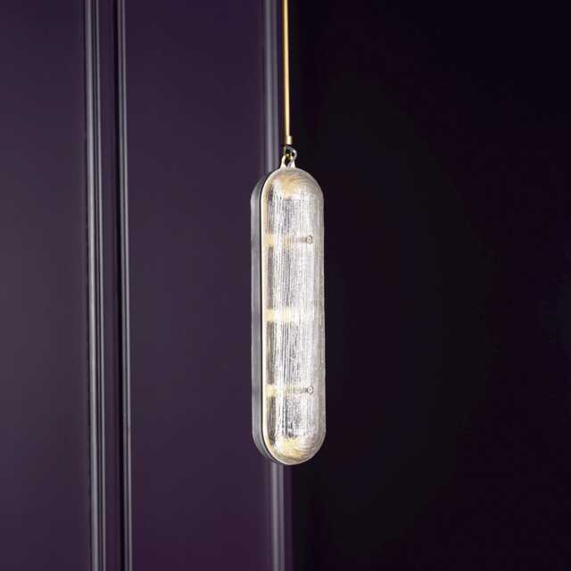 Zambiya Vertical Pendant Light - Frosted Glass, Brushed Brass Led Hanging Lamp - image 1
