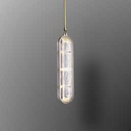 Zambiya Vertical Pendant Light - Frosted Glass, Brushed Brass Led Hanging Lamp - thumbnail 2