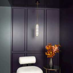 Zambiya Vertical Pendant Light - Frosted Glass, Brushed Brass Led Hanging Lamp - thumbnail 3