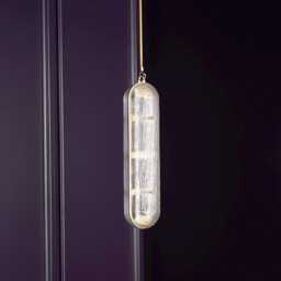 Zambiya Vertical Pendant Light - Frosted Glass, Brushed Brass Led Hanging Lamp