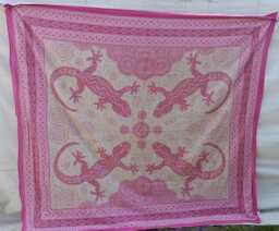 Gecko Lizard Bohemian Wall Hanging Tapestry, Double/King Size, Pink/Beige Ethnic Print - thumbnail 1