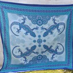 Gecko Lizard Bohemian Wall Hanging Tapestry, Double/King Size, Pink/Beige Ethnic Print - thumbnail 2