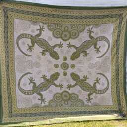 Gecko Lizard Bohemian Wall Hanging Tapestry, Double/King Size, Pink/Beige Ethnic Print - thumbnail 4