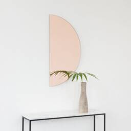 Luna??? Half-Moon Rose Gold/Peach Tinted Minimalist Frameless Mirror - Large, Xl