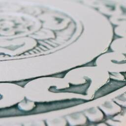 Handmade Spanish Tile Wall Hanging Mandala Decor, Aqua & White - 30cm/11.8cm - thumbnail 3