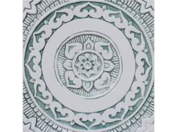 Handmade Spanish Tile Wall Hanging Mandala Decor, Aqua & White - 30cm/11.8cm - thumbnail 1