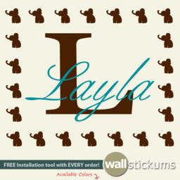 Wall Decals Custom Girls Decal Monogram Name 04 - Vinyl Lettering You Choose The Color - thumbnail 2
