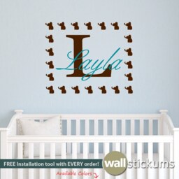 Wall Decals Custom Girls Decal Monogram Name 04 - Vinyl Lettering You Choose The Color - thumbnail 1