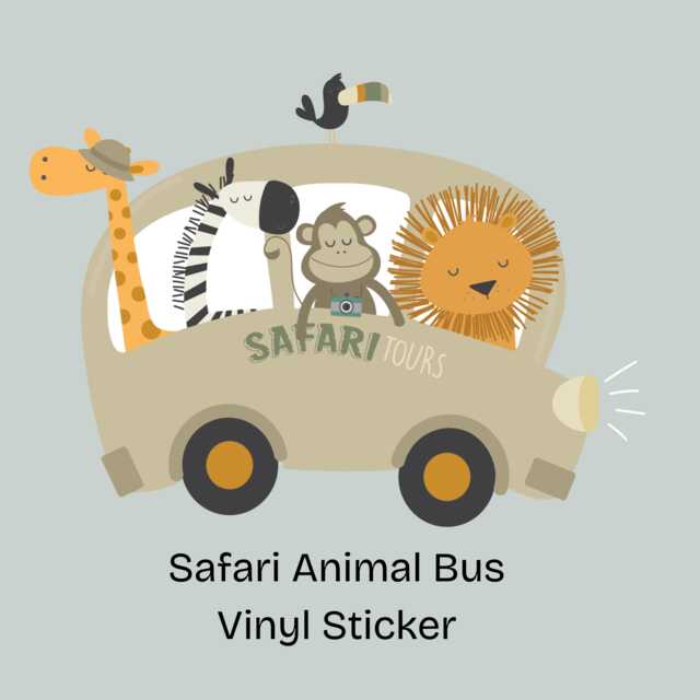 Safari Animal Bus Vinyl Sticker - Kids Room Decor - image 1