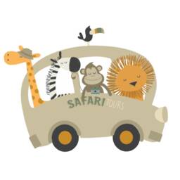 Safari Animal Bus Vinyl Sticker - Kids Room Decor - thumbnail 3