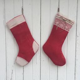 His & Hers-Set Of 2 Stockings-Natural Burlap with Lace & Natural Cream Patches-Christmas Stocking-Personalize With A Name-Rustic - thumbnail 2