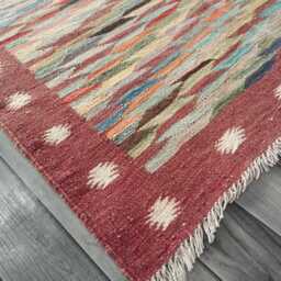 Handmade Wool Kilim Rug, Tribal Geometric Design, Multicolour Artisan Afghan Turkish Flatweave 152x103 cm - thumbnail 4