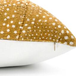 Mudcloth Pillow Cover, White Dots On Mustard Authentic Throw Pillow, Cushion African Handwoven - thumbnail 2