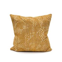 Mudcloth Pillow Cover, White Dots On Mustard Authentic Throw Pillow, Cushion African Handwoven - thumbnail 1