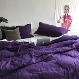 Deep Purple Linen Duvet Cover- Modern Bedding - Made To Order in The Usa - thumbnail 4