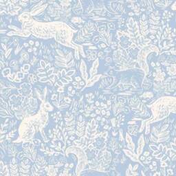 Blue Toile Mini Crib Sheet Bunny Rabbit Floral Baby Bedding - thumbnail 1