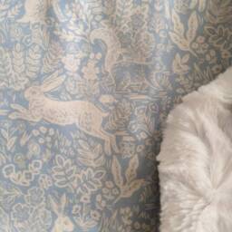 Blue Toile Mini Crib Sheet Bunny Rabbit Floral Baby Bedding - thumbnail 2