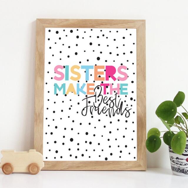Sister Prints, Girls Nursery Bedroom Wall Art, Decor, Sisters Make The Best Friends - image 1
