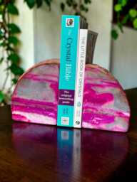 Pink Agate & Quartz Crystal Geode Bookends - Luxury Natural Book Ends Home D??cor Office Shelf Styling #2