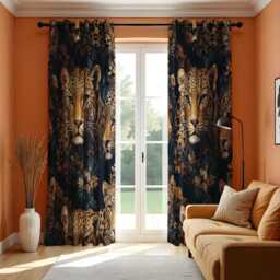 Exotic Leopard Curtains, Wild Animal Print Drapes, Safari Inspired Window Treatments, Bold Nature Decor For Living Room Or Bedroom - thumbnail 3
