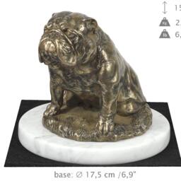 Bulldog, English Dog White Marble Base Statue, Limited Edition, Artdog. Made Of Cold Cast Bronze. Perfect Gift. Limited Edition - thumbnail 4