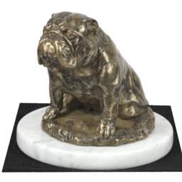 Bulldog, English Dog White Marble Base Statue, Limited Edition, Artdog. Made Of Cold Cast Bronze. Perfect Gift. Limited Edition - thumbnail 2