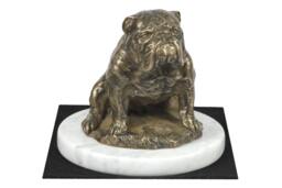 Bulldog, English Dog White Marble Base Statue, Limited Edition, Artdog. Made Of Cold Cast Bronze. Perfect Gift. Limited Edition - thumbnail 1