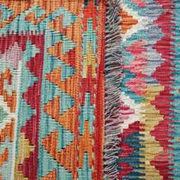 Multicolour Rug, Handmade Artisan Afghan Turkish Scandinavian Navajo Bohemian Flatweave Wool Kilim 147x103 cm - thumbnail 3