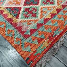 Multicolour Rug, Handmade Artisan Afghan Turkish Scandinavian Navajo Bohemian Flatweave Wool Kilim 147x103 cm - thumbnail 2