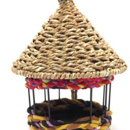Munja & Reclaimed Fabric Eco Hanging Bird Feeder With Removable Metal Base - Medium - thumbnail 2