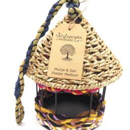 Munja & Reclaimed Fabric Eco Hanging Bird Feeder With Removable Metal Base - Medium - thumbnail 3