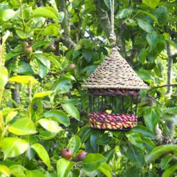 Munja & Reclaimed Fabric Eco Hanging Bird Feeder With Removable Metal Base - Medium - thumbnail 4