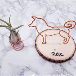 Personalized Wire Dog Sculpture, Shiba Inu Akita, Desk Decor - thumbnail 2