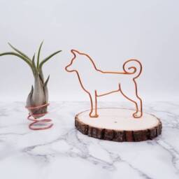 Personalized Wire Dog Sculpture, Shiba Inu Akita, Desk Decor - thumbnail 3