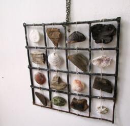 Authentic Found Lobster Cage With Shells, Driftwood, Metal Wall Decor, Rustic Home Beach Coastal Chic - thumbnail 1