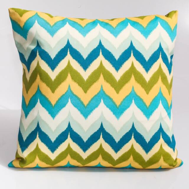 Chevron Pillow Cover, Aqua Gold Coastal Decor, Mill Creek Fabric - image 1