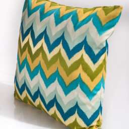 Chevron Pillow Cover, Aqua Gold Coastal Decor, Mill Creek Fabric - thumbnail 4