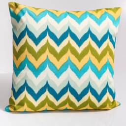 Chevron Pillow Cover, Aqua Gold Coastal Decor, Mill Creek Fabric - thumbnail 2