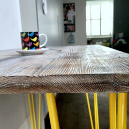 Solid Wood Desk Limed Effect, Yellow Hairpin Legs - thumbnail 2