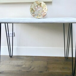 Solid Wood Desk Limed Effect, Yellow Hairpin Legs - thumbnail 3