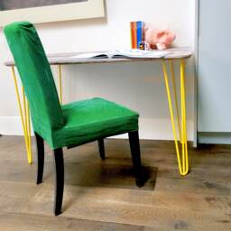 Solid Wood Desk Limed Effect, Yellow Hairpin Legs - thumbnail 1