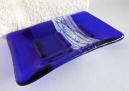 Fused Glass Soap Dish in Cobalt Blue By Bprdesigns