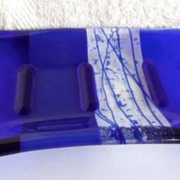 Fused Glass Soap Dish in Cobalt Blue By Bprdesigns - thumbnail 2