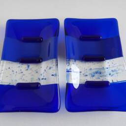 Fused Glass Soap Dish in Cobalt Blue By Bprdesigns - thumbnail 4