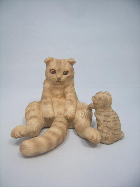 Scottish Fold Cat Figurine(Adult Cat + Kitten - image 1